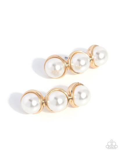 Classy Cinderella - Gold - Paparazzi Post Earrings