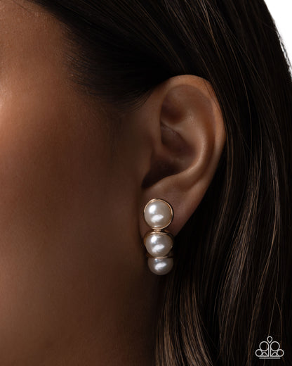 Classy Cinderella - Gold - Paparazzi Post Earrings