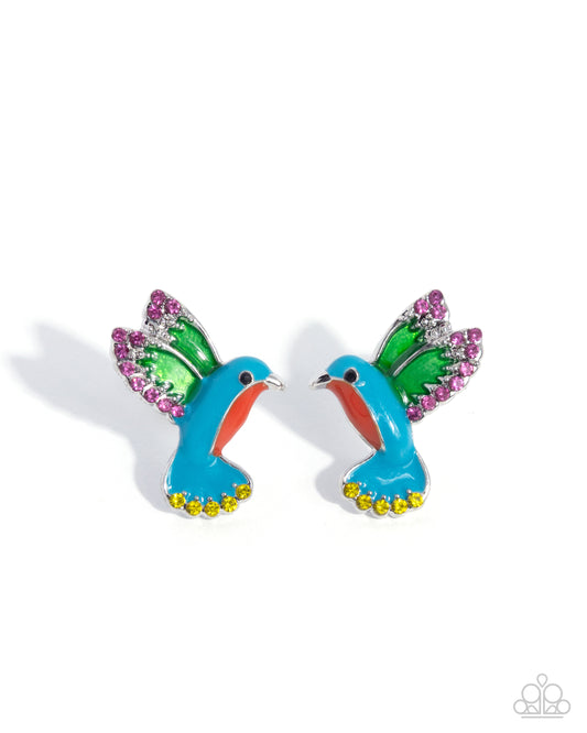 Hummingbird Honor - Multi - Paparazzi Post Earrings