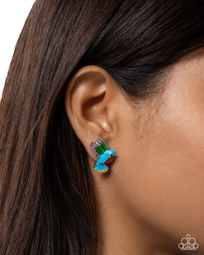 Hummingbird Honor - Multi - Paparazzi Post Earrings