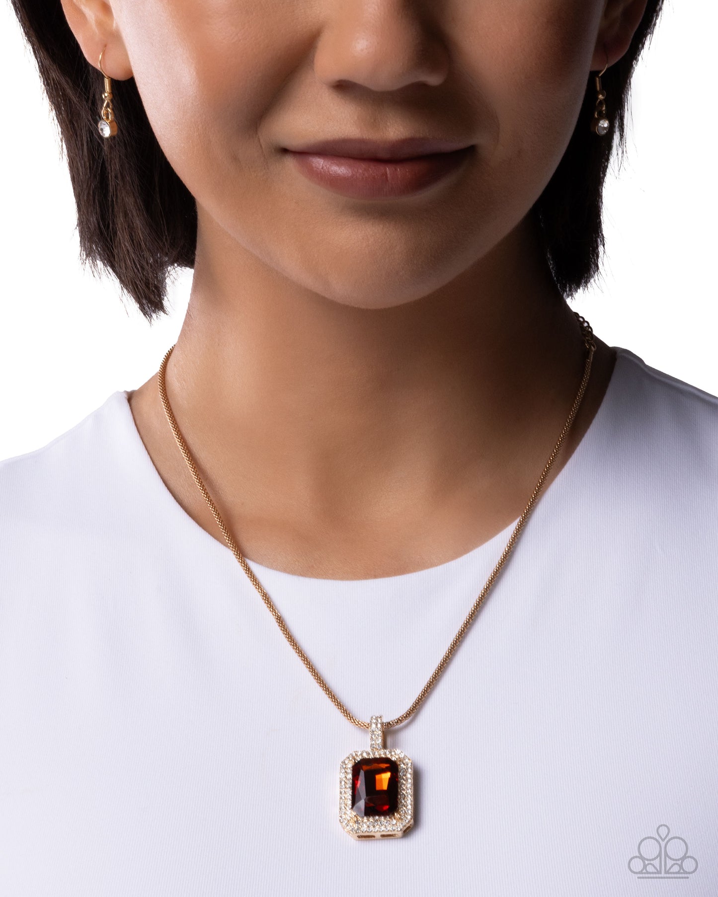 Exaggerated Emerald - Brown - Necklace and Pretty Pirouette - Brown - Earrings Paparazzi Set