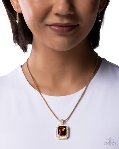 Exaggerated Emerald - Brown - Necklace and Pretty Pirouette - Brown - Earrings Paparazzi Set