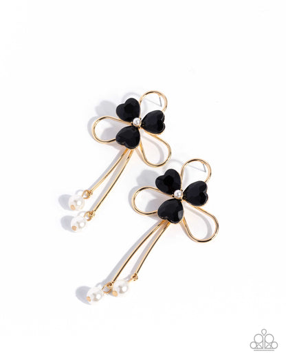 Chic Cadenza - Black - Paparazzi Post Earrings