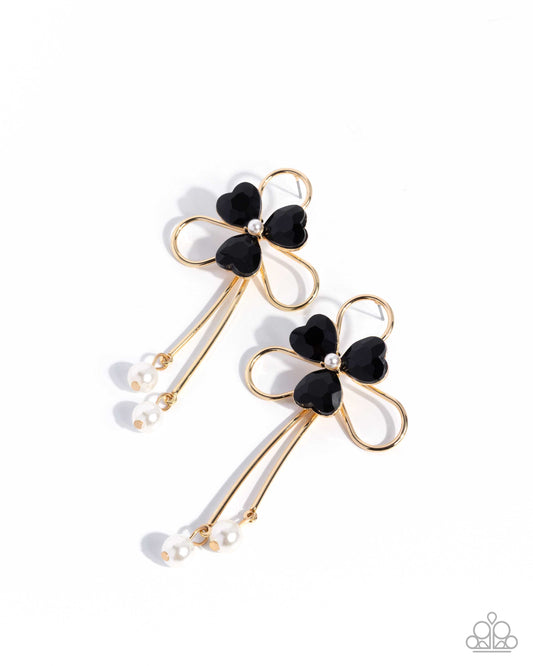 Chic Cadenza - Black - Paparazzi Post Earrings
