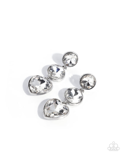 Pretty Poised - White - Paparazzi Post Earrings