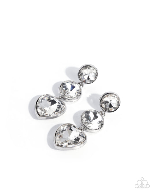 Pretty Poised - White - Paparazzi Post Earrings