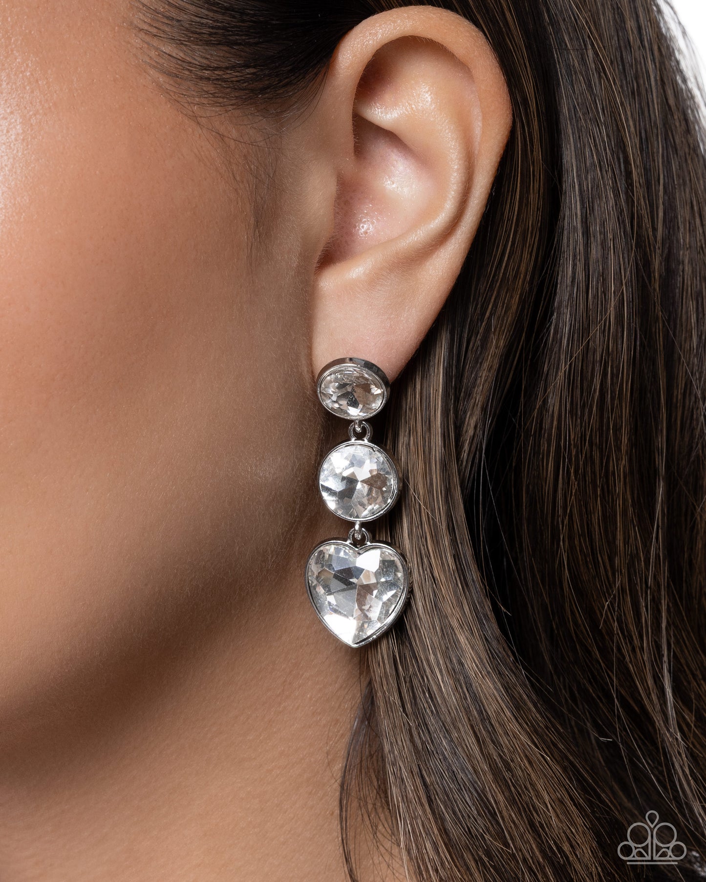 Pretty Poised - White - Paparazzi Post Earrings