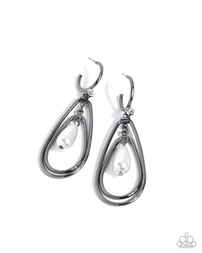 Colorful Composition - Black - Paparazzi Hoop Earrings