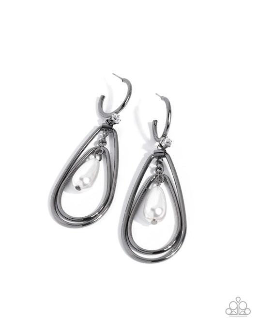 Colorful Composition - Black - Paparazzi Hoop Earrings