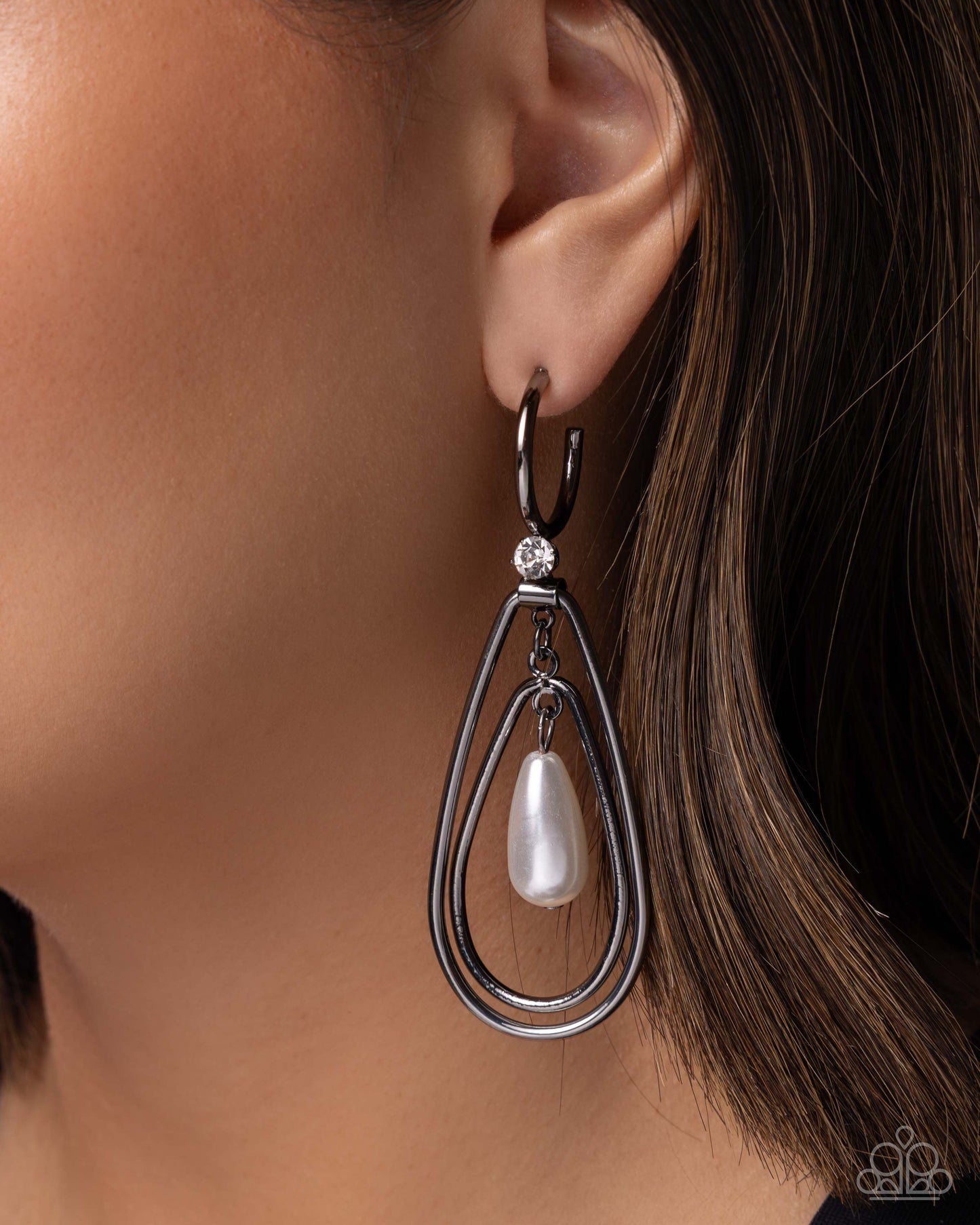 Colorful Composition - Black - Paparazzi Hoop Earrings