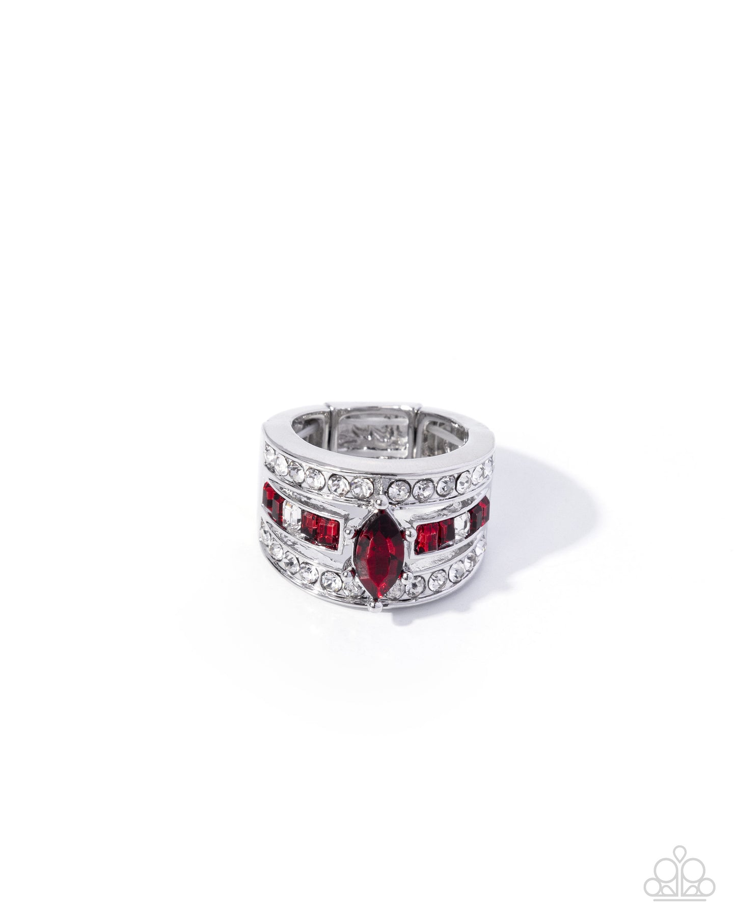 Stacked Spirit - Red - Paparazzi Ring