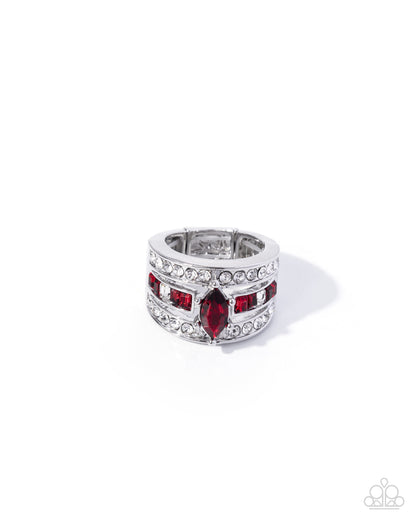 Stacked Spirit - Red - Paparazzi Ring