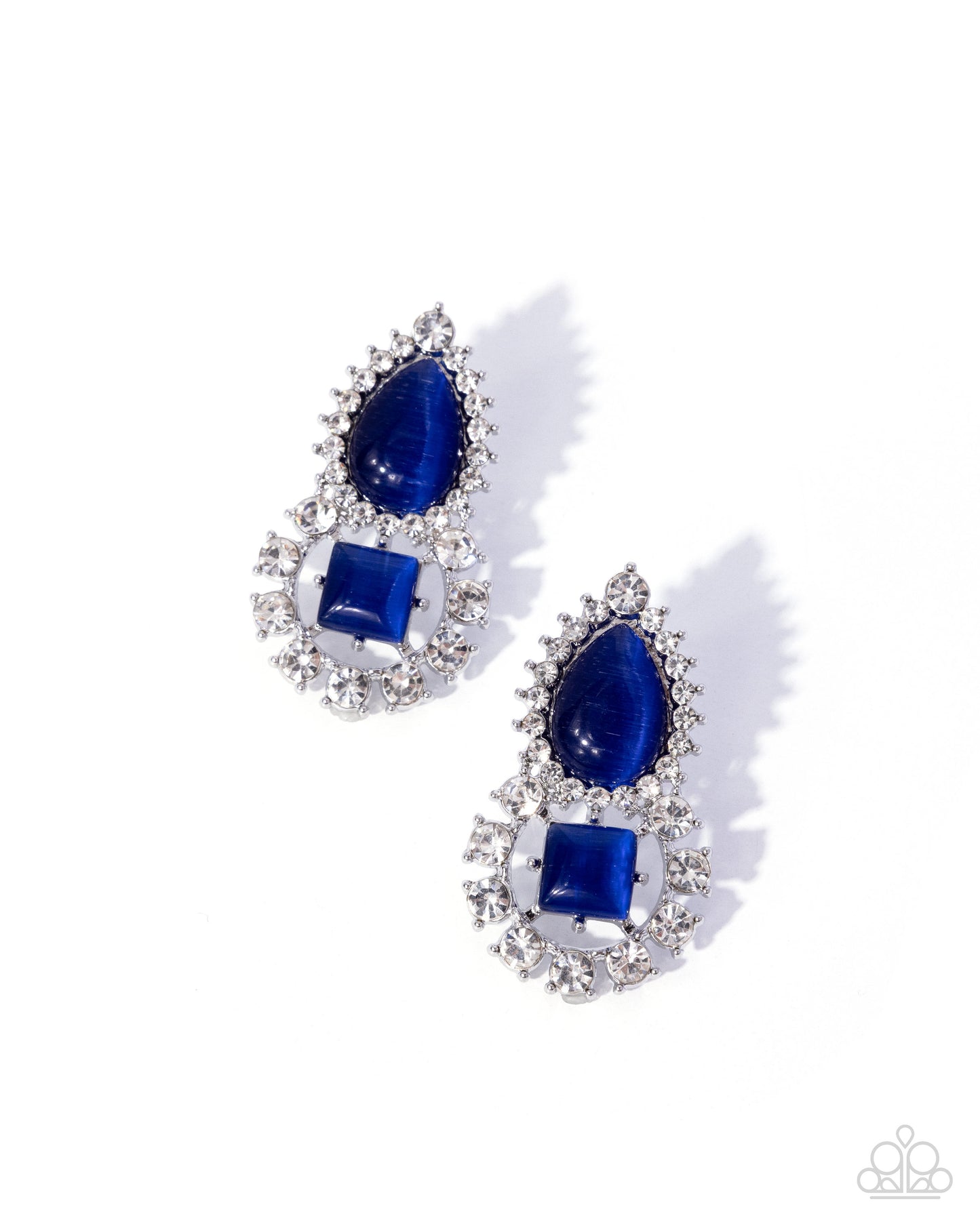 Coming Soon - Fine Framing - Blue - Paparazzi Post Earrings