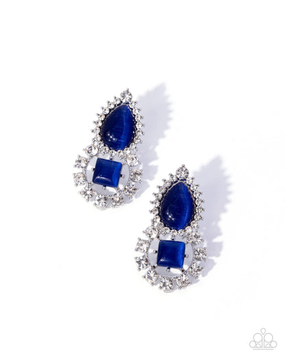 Coming Soon - Fine Framing - Blue - Paparazzi Post Earrings