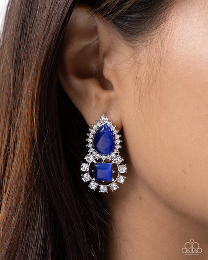 Coming Soon - Fine Framing - Blue - Paparazzi Post Earrings