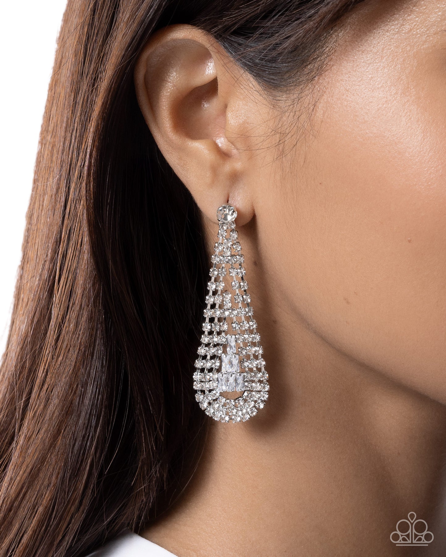 Coming Soon - Sassy Sashay - White - Paparazzi Post Earrings
