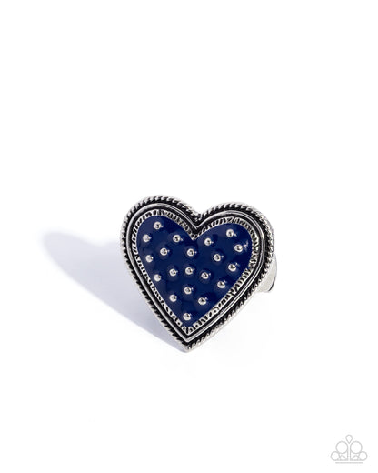Painted Production - Blue - Paparazzi Heart Ring