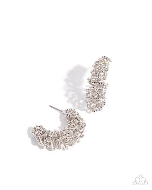 Waltzing Wreath - Silver - Paparazzi Hoop Earrings