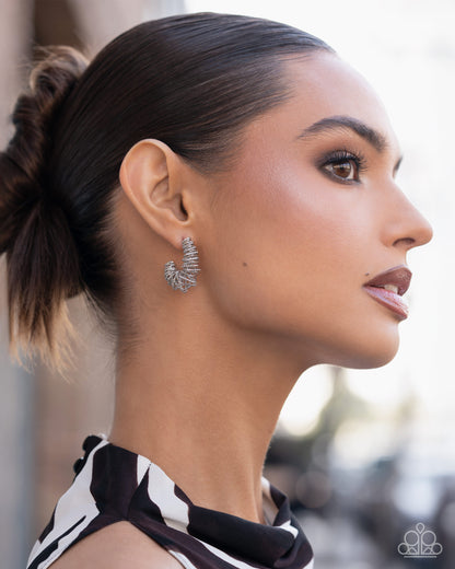 Waltzing Wreath - Silver - Paparazzi Hoop Earrings