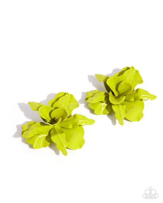 Coming Soon - Funky Florals - Green - Paparazzi Post Earrings
