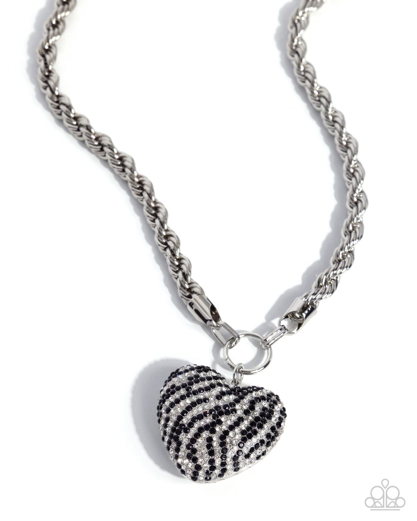 Striped Selfie - Black Necklace and Striped Sentiment Black Bracelet Set