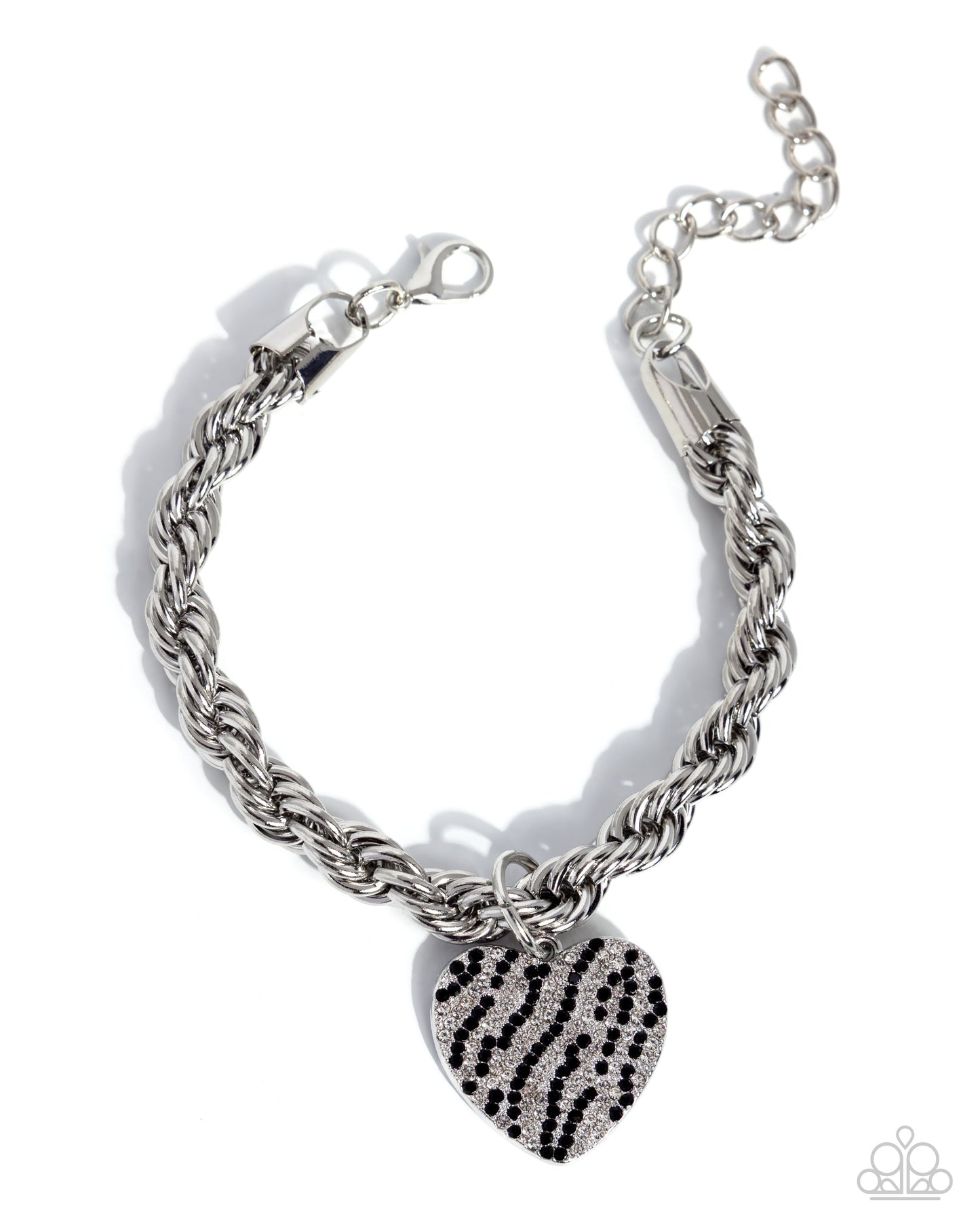 Striped Selfie - Black Necklace and Striped Sentiment Black Bracelet Set