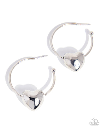 Group Date - Silver Necklace and Fond Feature Silver Hoop Earring Set