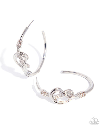 Coming Soon - You Are KNOT Alone - White Hoop Earrings and More Often Than KNOT Cuff Bracelet Set (2-Piece)