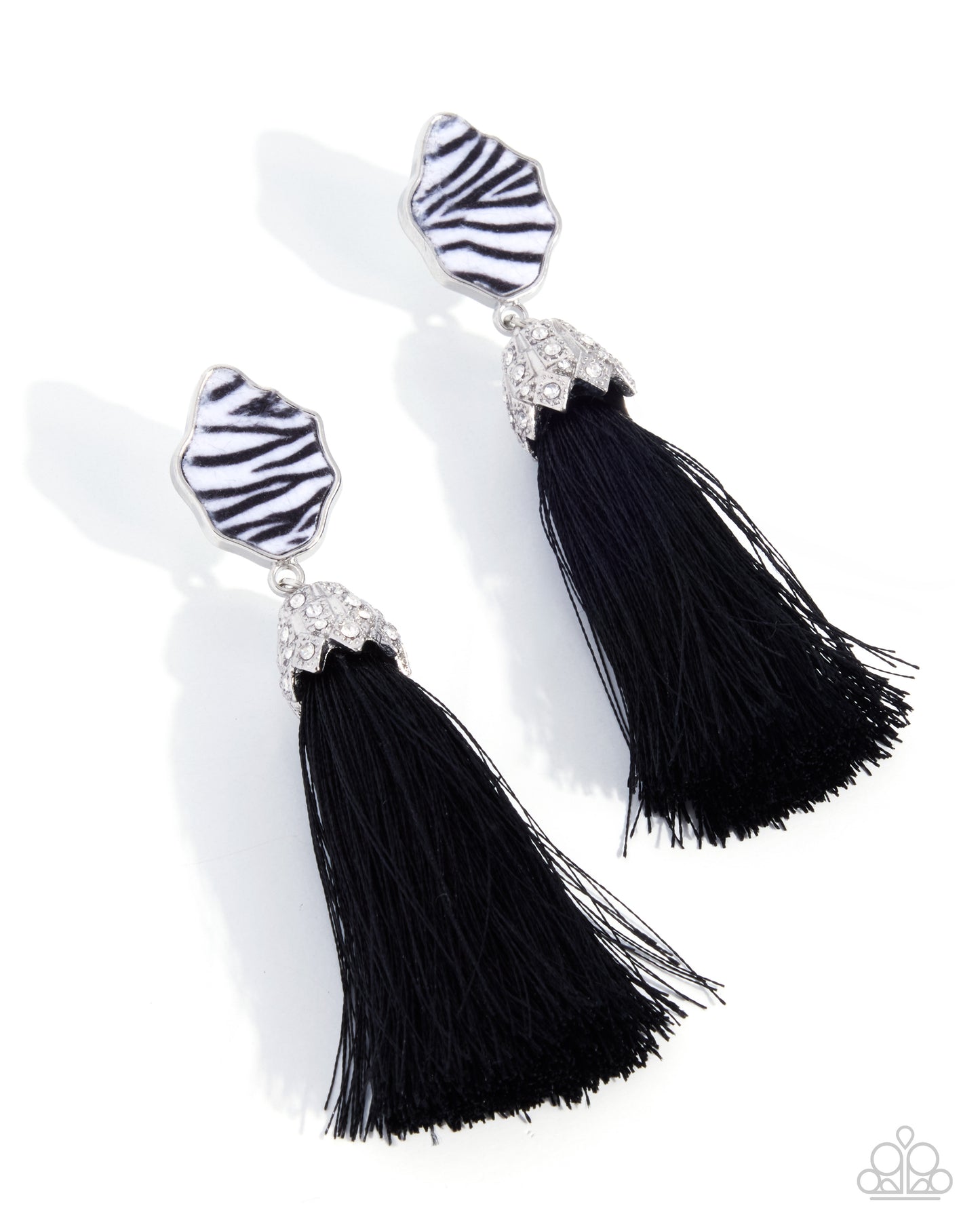 Iconic Zebra - Black - Paparazzi Post Earrings