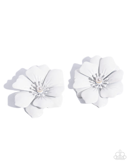 Coming Soon - Floral Fortitude - White - Paparazzi Post Earrings