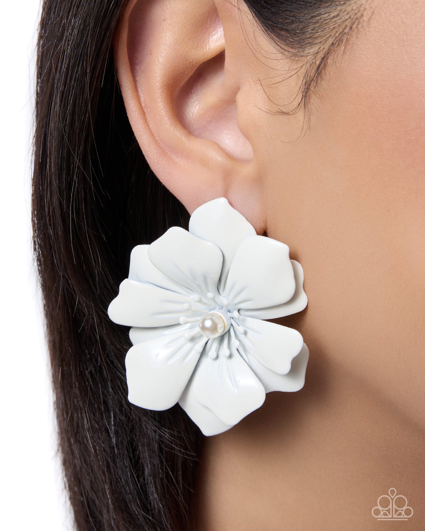 Coming Soon - Floral Fortitude - White - Paparazzi Post Earrings
