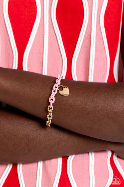 Locked Down - Pink Necklace and Locked and Loved - Pink - Paparazzi Necklace and Bracelet Set