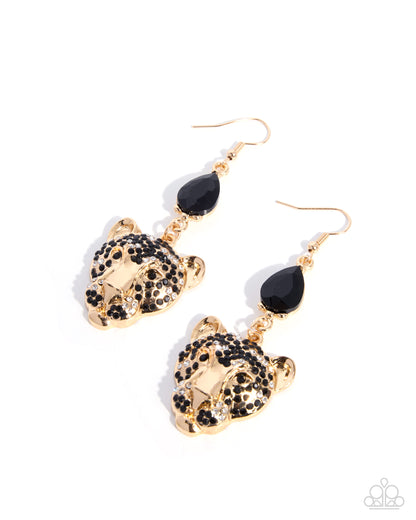 Coming Soon - Leading Leopard - Black - Paparazzi Fish Hook Earrings