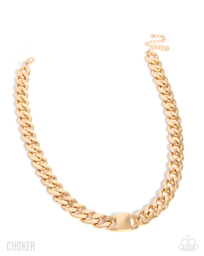 Rebellious Reaction - Gold - Paparazzi Necklace