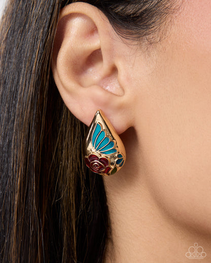 Ornamental Obligato - Multi - Paparazzi Post Earrings