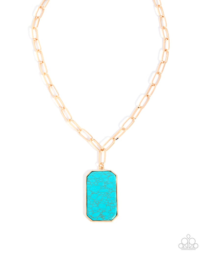 Coming Soon - Rustic Red Carpet - Gold Necklace and Square Spell Gold Cuff Bracelet Set (2-Piece)