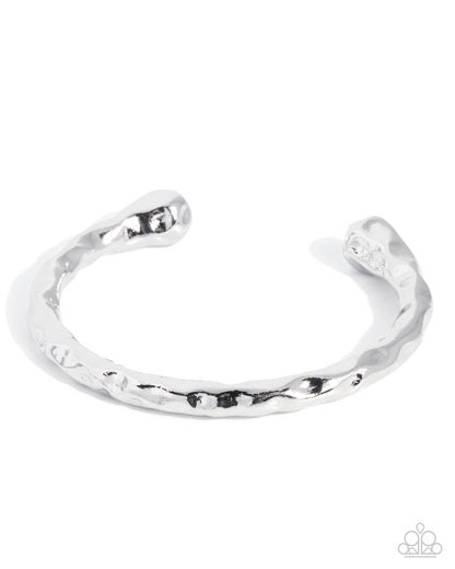 Hammered Haul - Silver - Paparazzi Cuff Bracelet