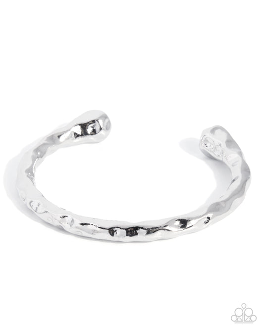Hammered Haul - Silver - Paparazzi Cuff Bracelet