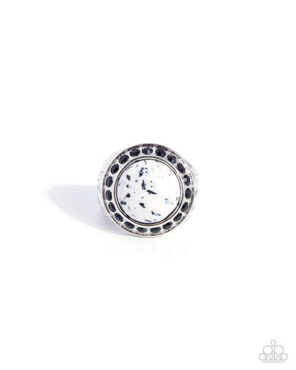 Utterly Enchanted - White Cuff Bracelet and Stone Selfie White Ring Set (2-Piece)