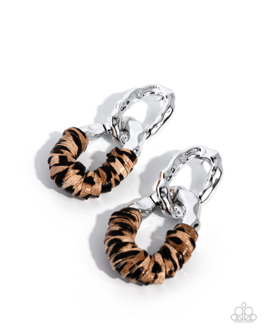Leopard Layers - Brown - Paparazzi Post Earrings