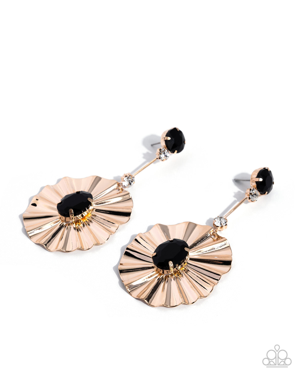 Crimped Champion - Black - Paparazzi Post Earrings