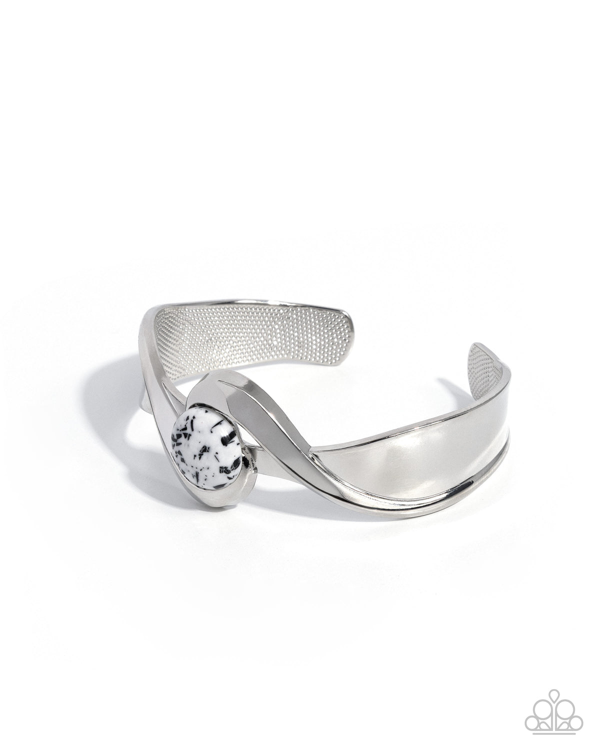 Utterly Enchanted - White Cuff Bracelet and Stone Selfie White Ring Set (2-Piece)