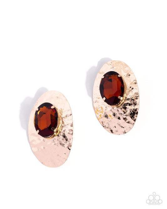 Coming Soon - Ornately Oversized - Brown - Paparazzi Post Earrings
