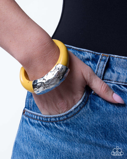 Memorable Motif - Yellow - Paparazzi Cuff Bracelet