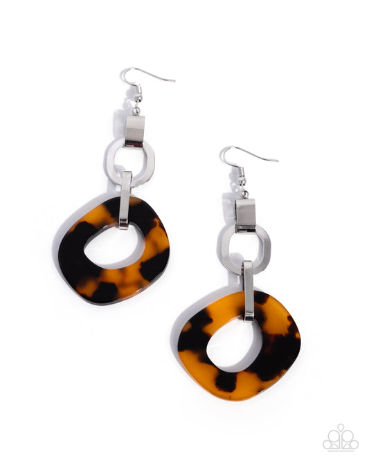 Coming Soon - Tortoiseshell Tapestry - Brown - Paparazzi Earrings