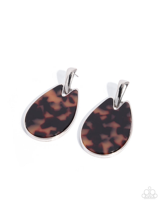 Tortoiseshell Time - Brown - Paparazzi Post Earrings