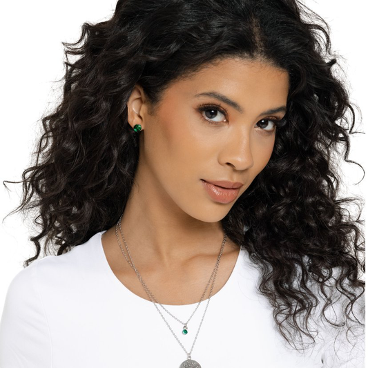 Birthstone Beauty - Green Necklace and Breathtaking Birthstone Green Post Earrings (May)