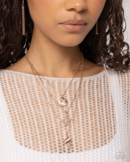 Seashell Sonata - Rose Gold Necklace and SHELL, I Was In the Area - Rose Gold Earrings