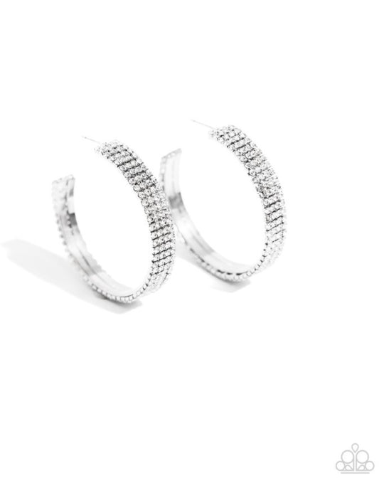 Stacked Symmetry - White - Paparazzi Earrings