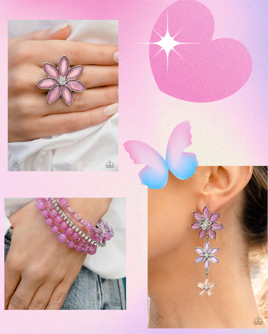 GARDEN the Interruption - Purple Bracelet, Lets Get it GARLAND - Multi Earring and GARDEN My French - Purple Ring